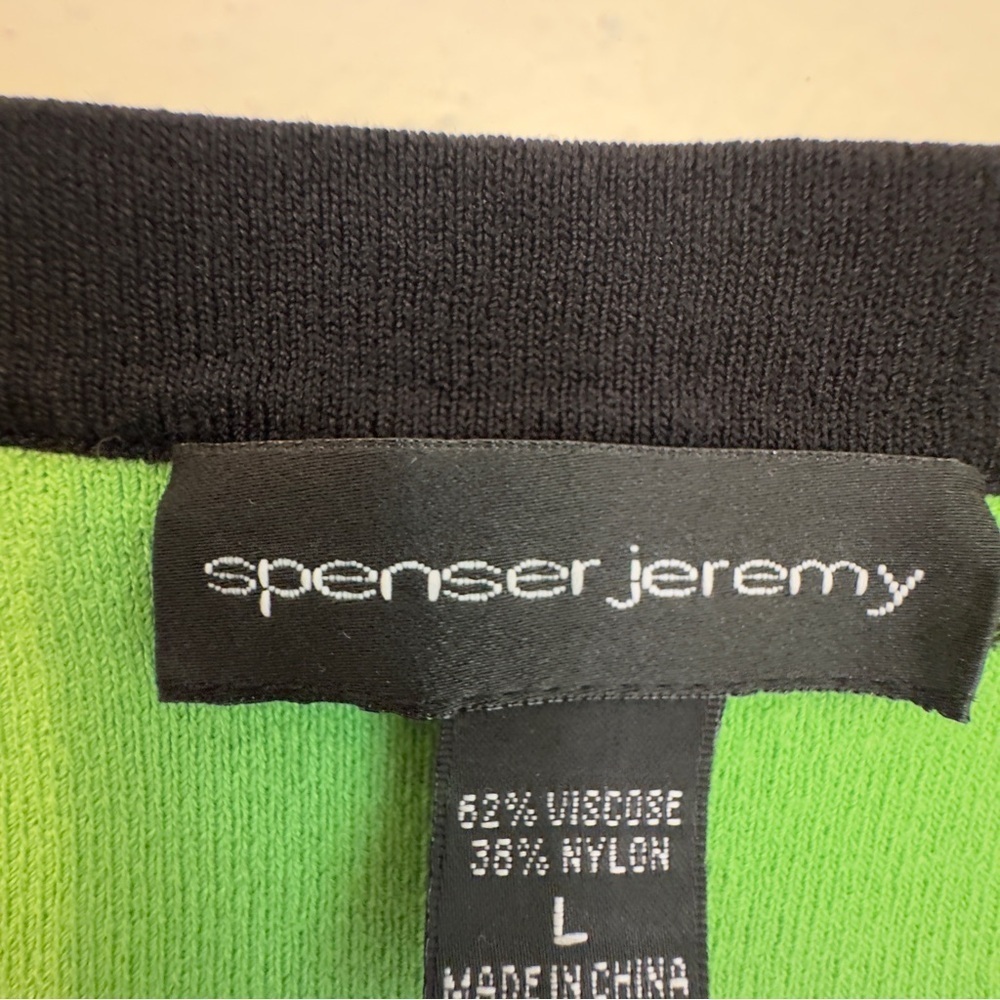 Spenser Jeremy Green Cap Sleeve Tank Blouse With Black Trim and Tie Sz L - Picture 3 of 16